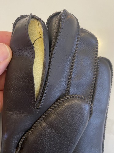 Guanti Uomo Vinile Nero Maglia Rayon Taglia Media Nuovi *Difetto Ha Bisogno Di Cucito* - Foto 4 di 9
