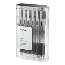 Pack Of 12 Black Gel Pens Ergonomic Design Smooth Ink Writing Comfort