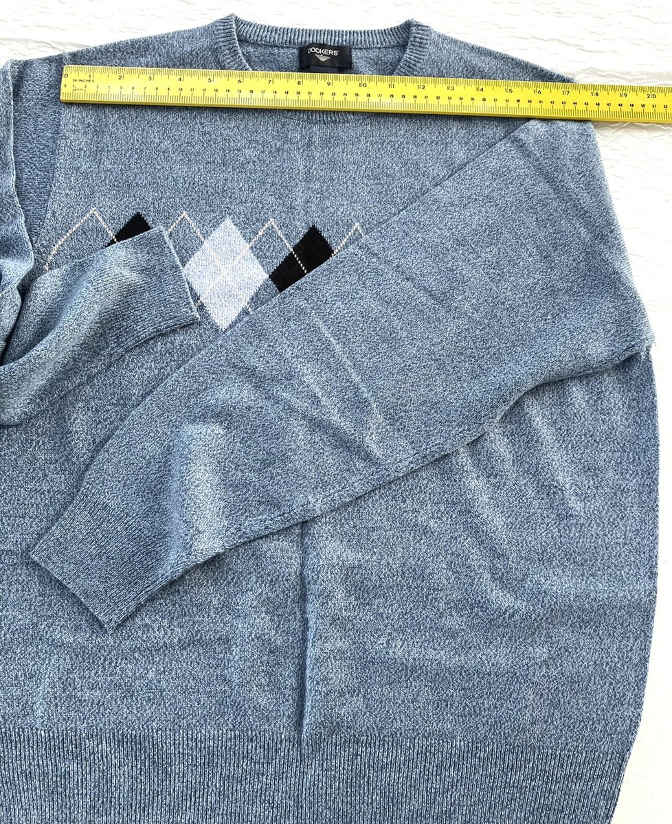 Pull Homme DOCKERS Bleu – Maille Diamant, Col Rond, Manches Longues, Taille M