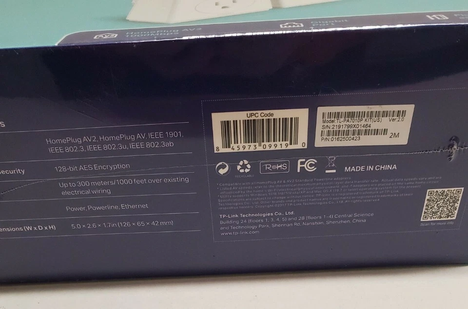GENUINE TP-Link TL-PA7010P KIT Passthrough Powerline Starter Kit AV1000 GIGABIT - Image 3 of 3