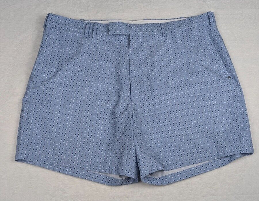 RLX Ralph Lauren Performance Golf Chino Shorts Mens 40 Light Blue Geometric