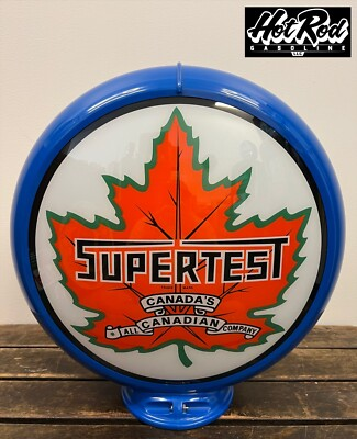 #ad SUPERTEST GASOLINE Reproduction 13.5quot; Gas Pump Globe Blue Body $175.00