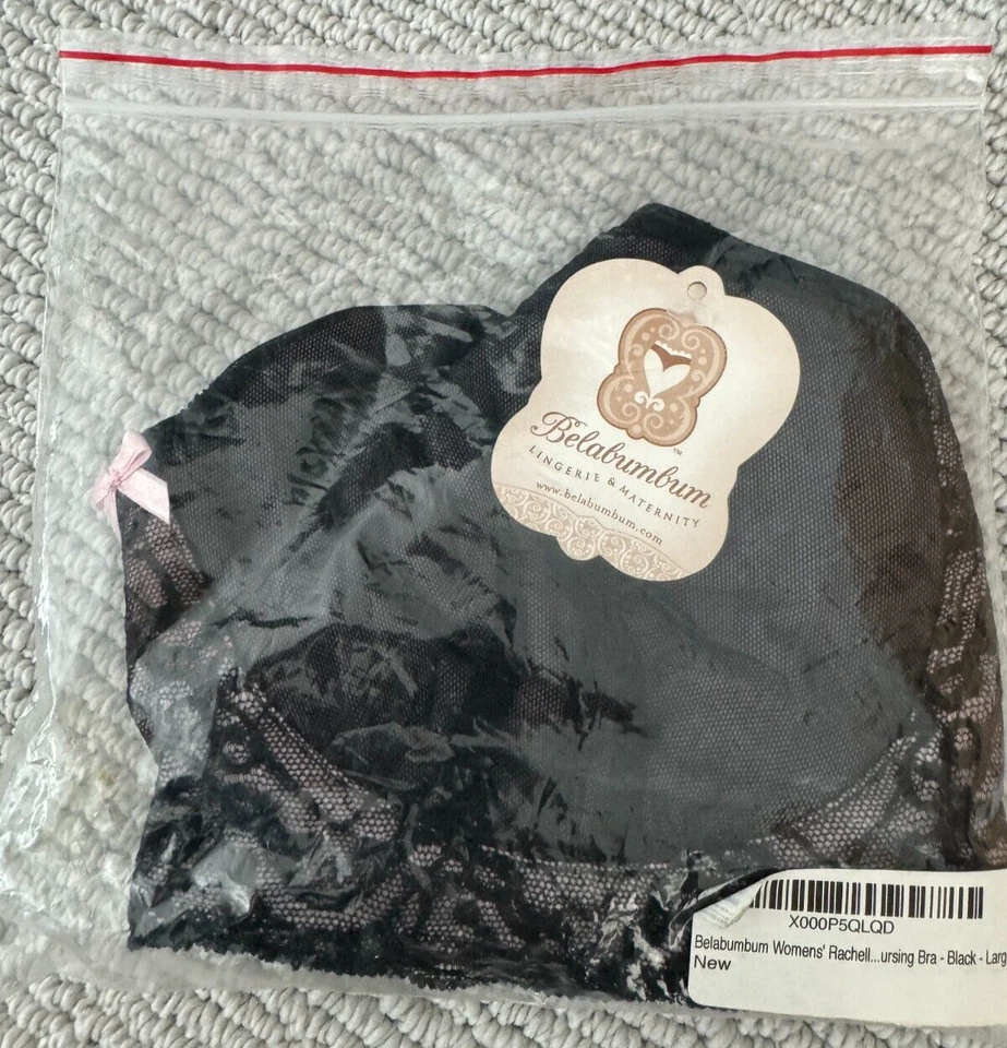 Nuevo Sujetador de Maternidad Belabumbum Rachelle Enfermería Negro Rosa Encaje, Grande $52 Foto 2 de 4