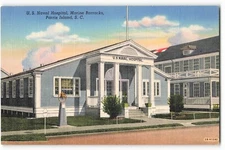 U.S. Naval Hospital, Marine Barracks, Parris Island, S.C. VTG Postcard TM1.
