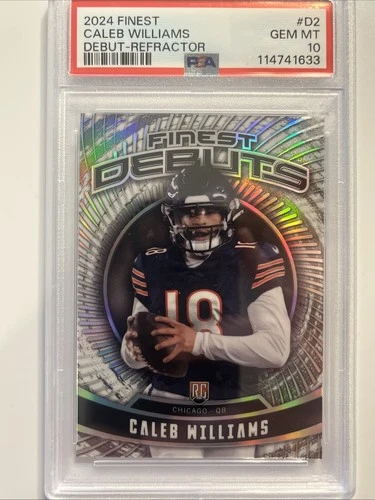 2024 Topps Finest - Debut Caleb Williams #D-2 Refractor (RC) PSA 10 Gem Mt Pop 8