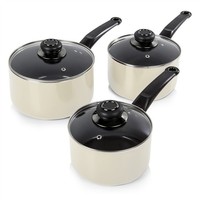 Swan Townhouse 3 Piece Saucepan Set, Cream SWPS5023CRM