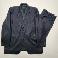 Jack Victor 46L 40x32 Blue Gray Super 130's Wool Cashmere Strong Shoulder Suit