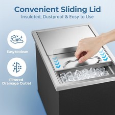 Zogamas 28Qt Ice Storage Chest SUS304 Double Wall Insulation Sliding Lid for Bar