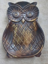 Owl Bowl/Dish Brown & Gold Distressed Finish Resin Large Owl Dish