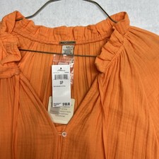 Magaschoni Orange Gauze Mini Dress M Medium Organic Cotton Boho Flowy NWT 