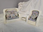 Vtg 1983 Mattel Barbie Cottage Dream Faux Wicker Furniture Couch Chair Table Tea