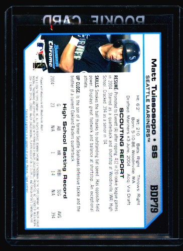 2004 Bowman Chrome Draft Picks & Prospects Matt Tuiasosopo RC Seattle Mariners - Picture 2 of 2