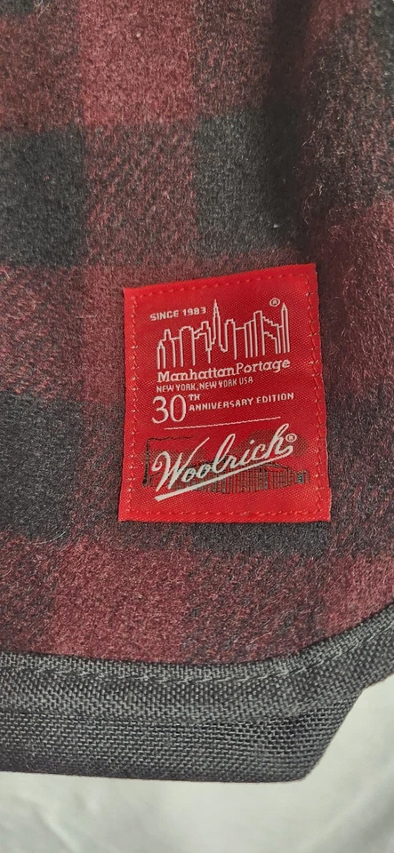 Bolsa carteiro Manhattan Portage WOOLRICH vermelha xadrez preta cordura em excelente estado usado  - Imagem 2 de 4