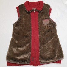 Spieth & Wensky Women's Reversible Vest Faux Fur & Cable Knit Wool Size Small