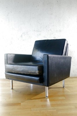 2x GEORGE NELSON für HERMAN MILLER, Sessel, Leder, um 1970, zu restaurieren