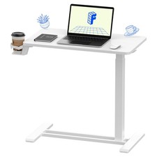 H7 Adjustable Overbed Bedside Table with Wheels Pneumatic Mo