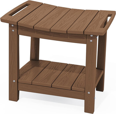 Waterproof Shower Bench with Storage Shelf & Handles - 360 Lbs Capacity, Brown