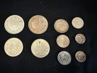 Lotto monete argento Centavos messicane Cap and Ray 10 20 e 50 DIECI TOTALI.