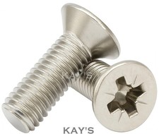 Image of M4 (4mmØ) POZI COUNTERSUNK MACHINE SCREWS POZIDRIVE CSK BOLTS A2 STAINLESS KAY'S