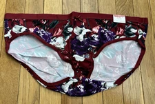 Plus 18/20 Lane Bryant Cacique No Show Hipster Nylon Panty Burgundy Red Flower