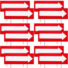 12 Pcs 17 x 6 Inch Arrow Yard Sign Red Corrugated Plastic This Way Decor Doub...