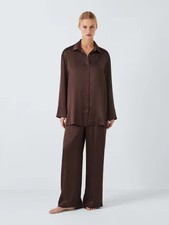 John Lewis Relaxed Silk Pyjama Set, Chocolate Torte, M