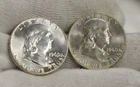 1960, 1960 D US Franklin Halves 50c Nice Uncs...