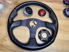 Genuine Momo Jet 350mm Black Leather Steering Wheel