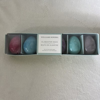 Set of 6 Williams Sonoma Alabaster Pastel Eggs, Made in Italy Beautiful Easter