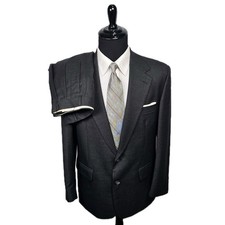 Vtg Brooks Brothers Makers 1818 Suit 41R 34x28 Charcoal Gray Made In USA Pleated