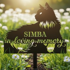 Personalized Cat Memorial Stake, Metal Pet Grave Marker, Garden Decor