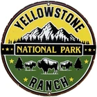VINTAGE YELLOWSTONE NATIONAL PARK PORCELAIN SIGN BUFFALO RANCH GAS OIL