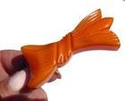 ANTIQUE VINTAGE ART DECO PERSIMMON CARVED BOW DRESS FUR CLIPS — photo 5