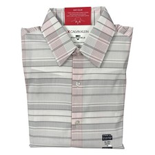 Calvin Klein Dress Shirt Men's 14-14.5 32/33 Stain Shield Slim Fit Stretch NEW