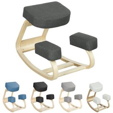 Vinsetto Sedia Ergonomica con Inginocchiatoio in Betulla e Cuscino