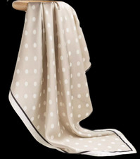 100 Silk 20" square Scarf Women neckerchief Wrap Polka Dot beige khaki ws18