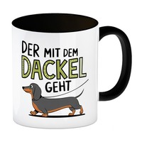 Pummeliger Dackel - Der Mit Dem Dackel Geht Kaffeebecher In Schwarz