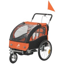All-Terrain 2-Seat Bike Trailer 88lb 360 Swivel Black Orange
