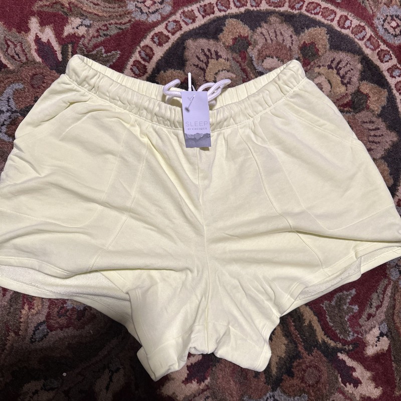 New With Tags Sleep By Cacique Boyfriend Shorts Yellow Size 14/16 Fleece Womens