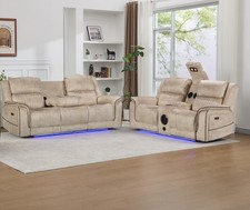 Geneva Pro Fabric Electric Recliner Sofa 3+2 Seater With CupHolder-Bluetooth-LED