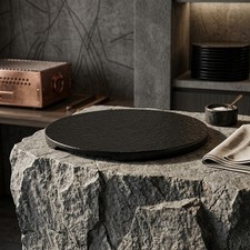 Shatter Resistant Melamine Flat Plate 25.1cm with Non Slip Stone Texture