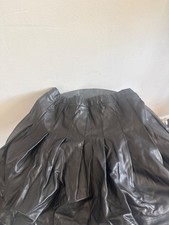 black leather pleated high waisted skirt L