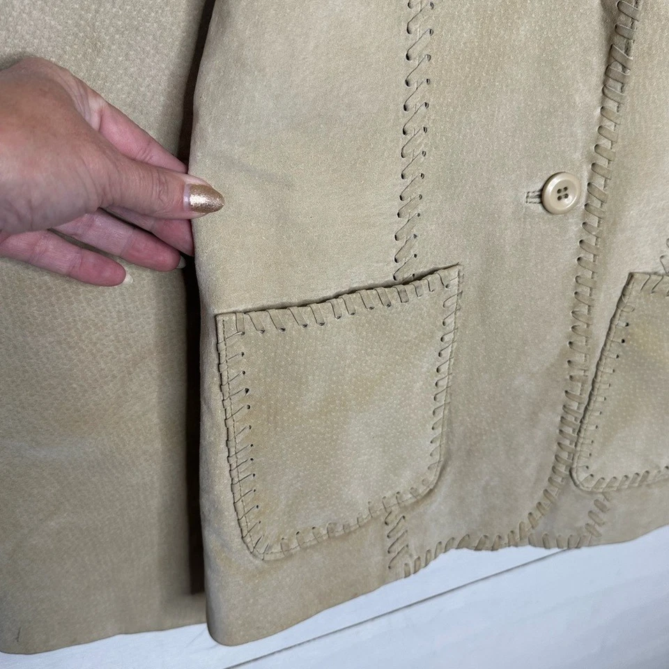 Vintage Charlotte Russe Tan Suede Leather Blazer Women’s 100% Leather Western M - Image 3 of 4