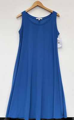 #ad Sympli Nu Tank Dress 12 NWT Marine Blue A Line Shift NEW Jersey Scoop Neck $62.99