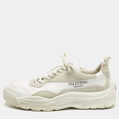 Valentino Gumboy Size 43.5 WhiteGrey Leather and Suede Low Top Sneakers