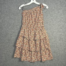 Pretty Garden SZ M One Tie Shoulder Floral Tiered Mini Dress Boho Cottagecore
