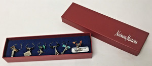 Set of 6 Neiman Marcus Sterling Silver Wine Glass Charms in Original Box