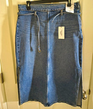 Calvin Klein Jeans Blue Denim Midi Pencil Skirt High Rise Zip 12/31