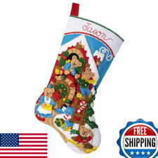 Bucilla Felt Applique 18" Stocking Kit: Bear-y Merry Christmas DIY Craft