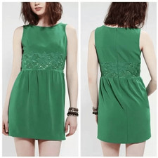 Urban Outfitters Pins & Needles Sleeveless Crepe Dress Floral Waist Green Size S